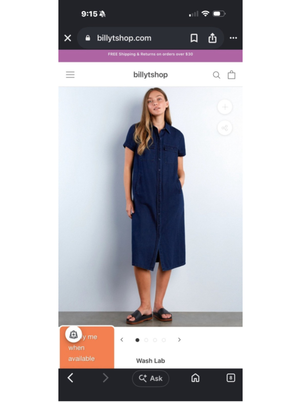 NWT WL Wash Lab Denim Mendocino Cotton & Linen Shirtdress